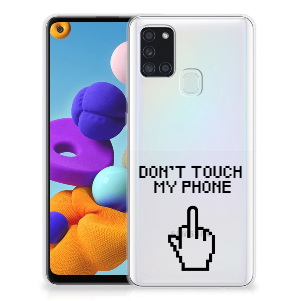 Samsung Galaxy A21s Silicone-hoesje Finger Don't Touch My Phone B2C Telecom