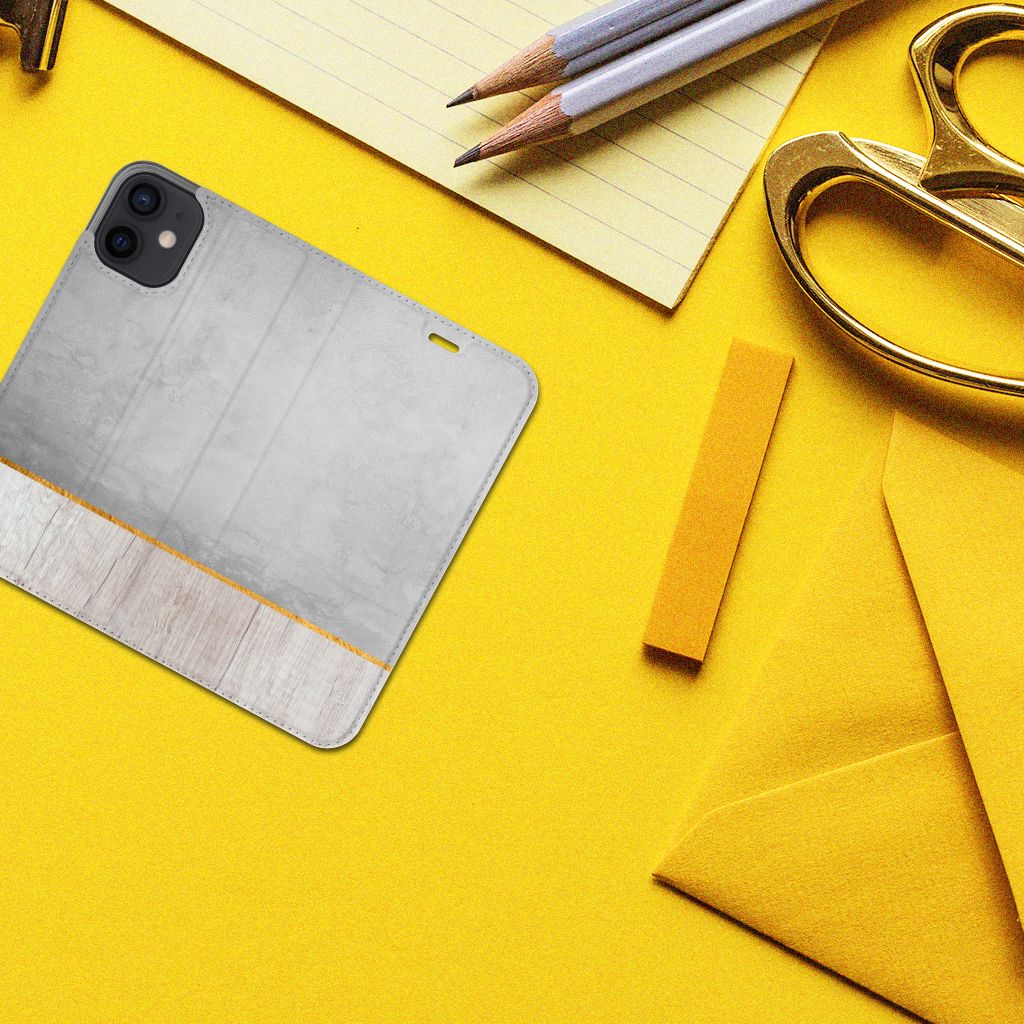 iPhone 12 Mini Book Wallet Case Wood Concrete - B2C Telecom