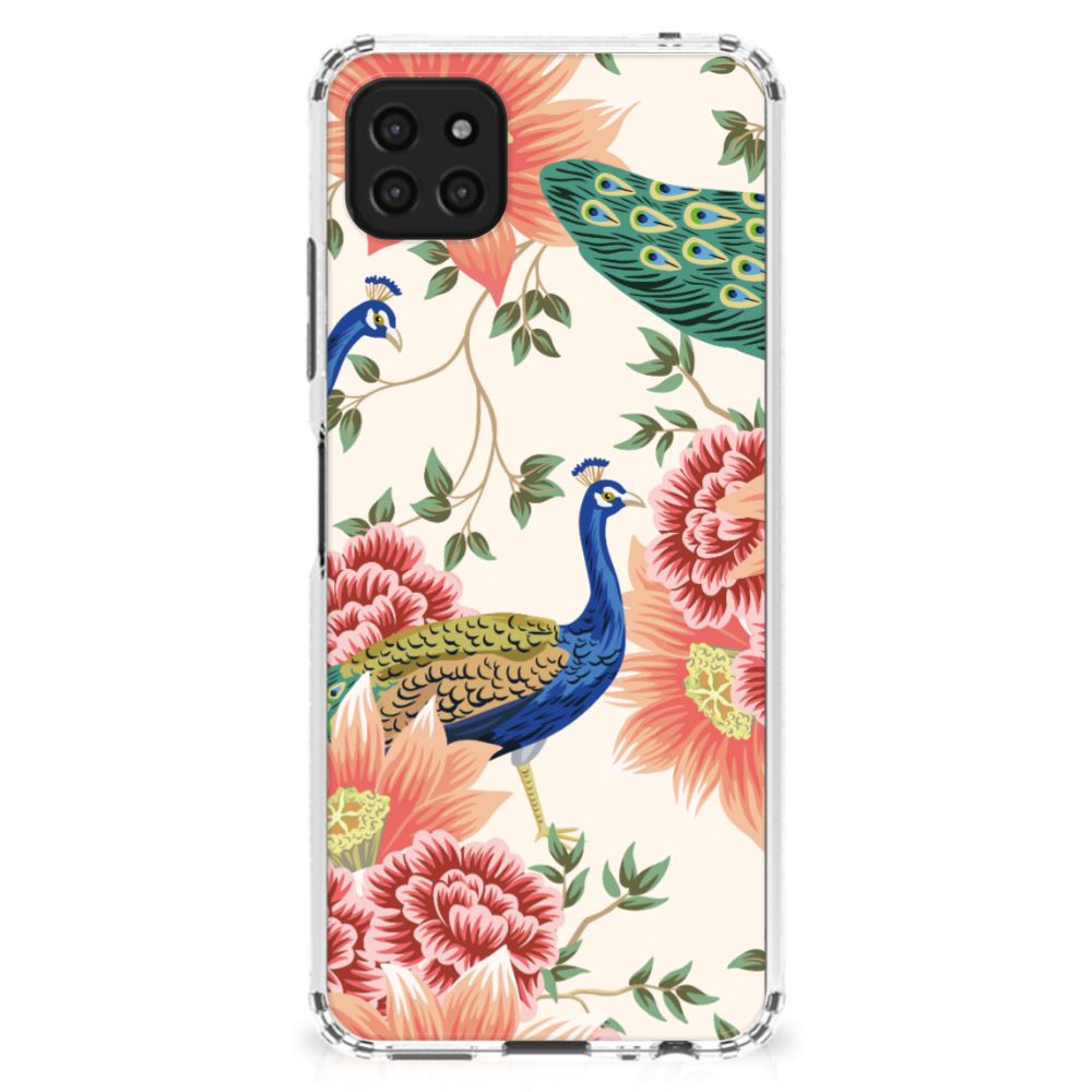 Case Anti-shock voor Samsung Galaxy A22 5G Pink Peacock B2C Telecom