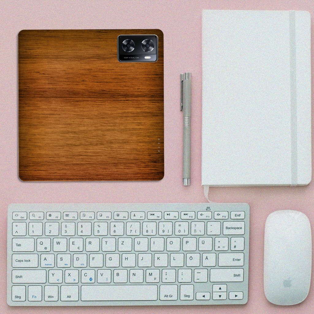 OPPO A57 | A57s | A77 4G Book Wallet Case Donker Hout - B2C Telecom