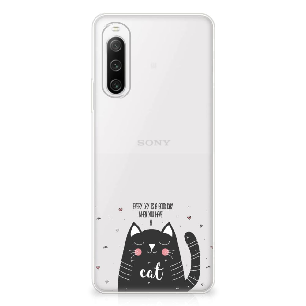 Sony Xperia 10 IV Telefoonhoesje met Naam Cat Good Day