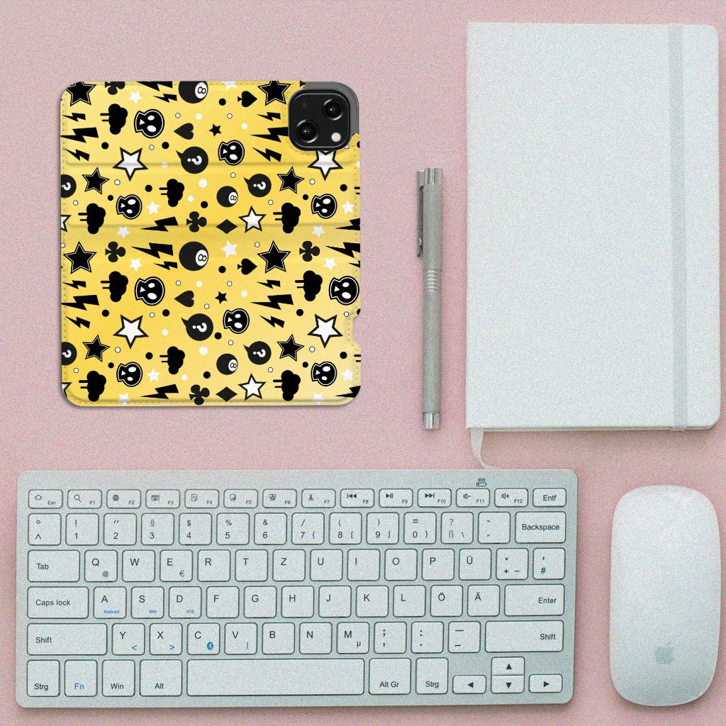 Mobiel BookCase iPhone 13 Punk Geel