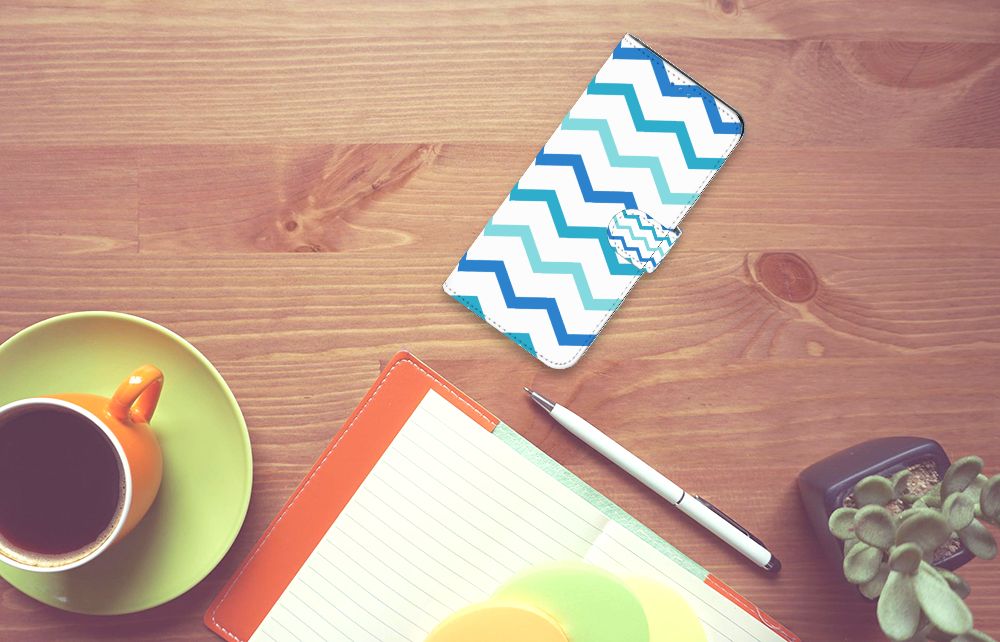 Motorola Moto E32 | Moto E32s Telefoon Hoesje Zigzag Blauw