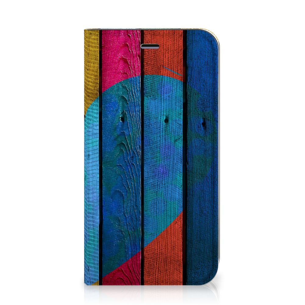 Apple iPhone 11 Book Wallet Case Wood Heart - Cadeau voor je Vriend