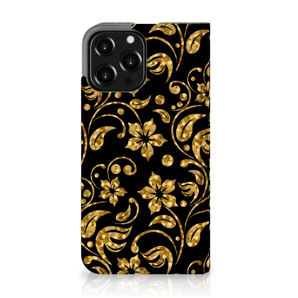 iPhone 13 Pro Max Smart Cover Gouden Bloemen - B2C Telecom