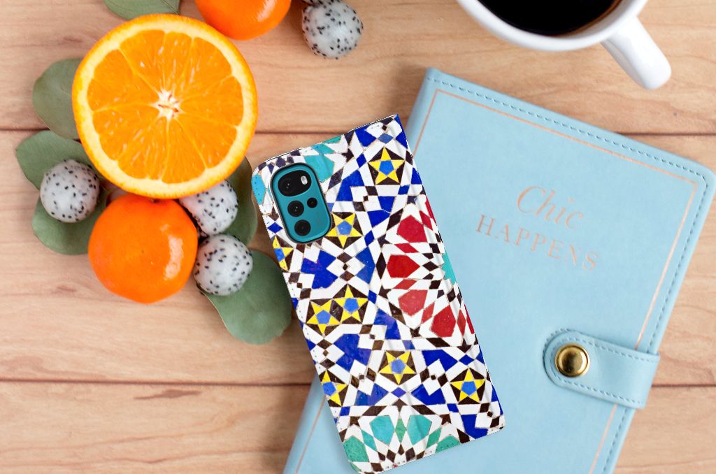 Motorola Moto G22 Standcase Mozaïek - B2C Telecom
