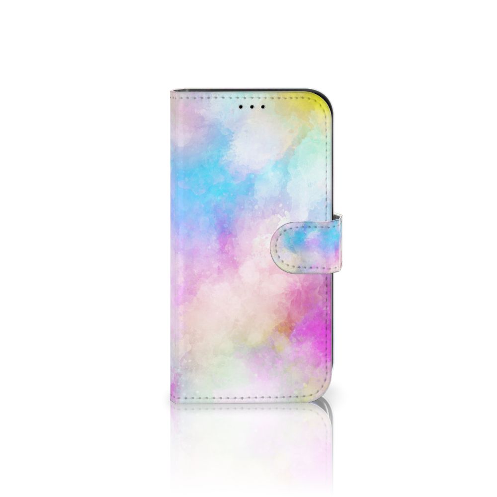 Hoesje Apple iPhone 13 Watercolor Light met pastelkleuren en pasjeshouder, uniek ontwerp.