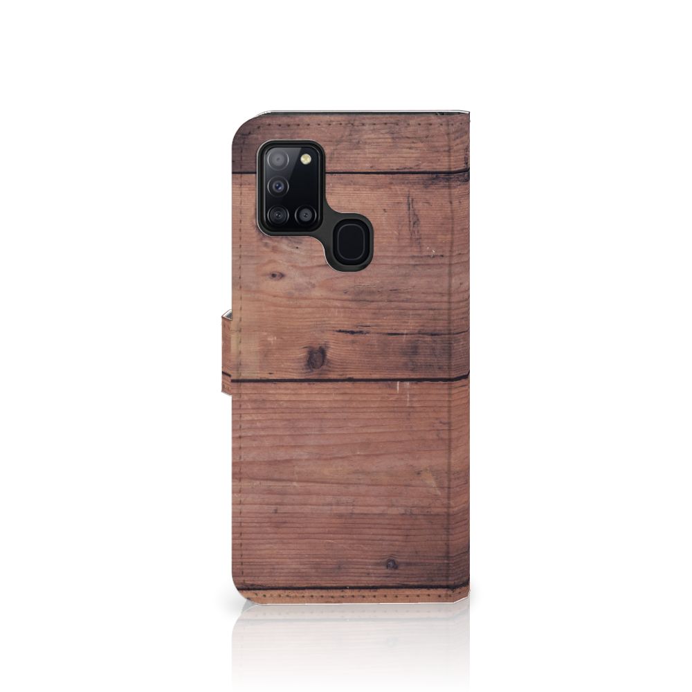 Samsung Galaxy A21s Book Style Case Old Wood