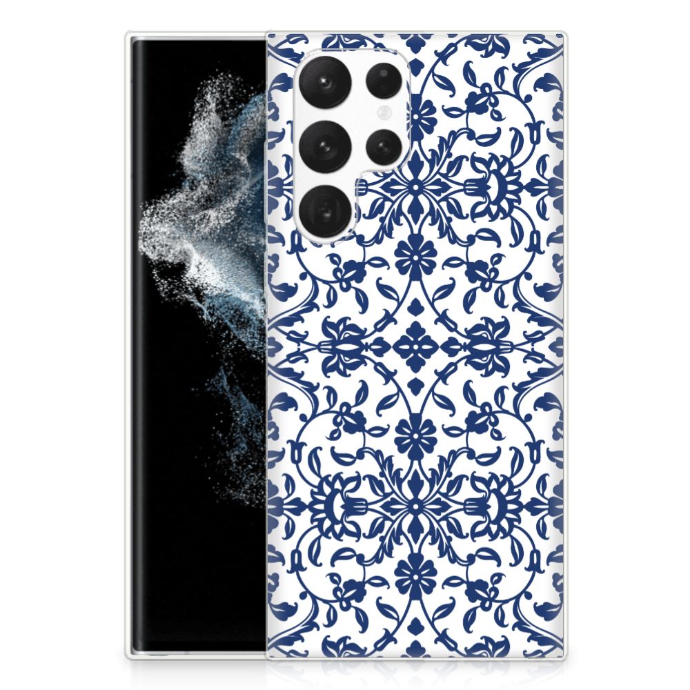 Samsung Galaxy S22 Ultra TPU Case Flower Blue B2C Telecom