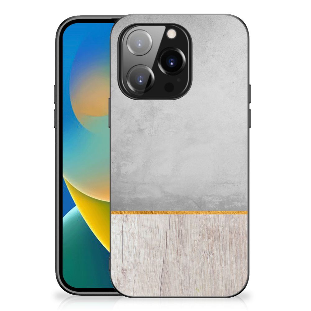 iPhone 14 Pro Houten Print Telefoonhoesje Wood Concrete B2C Telecom