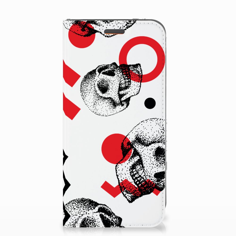 Mobiel BookCase Motorola Moto E5 Play Skull Red