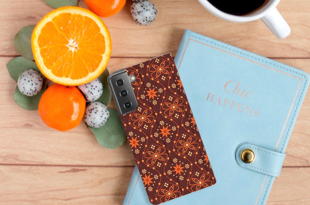 Samsung Galaxy S21 Plus Hoesje met Magneet Batik Brown - B2C Telecom