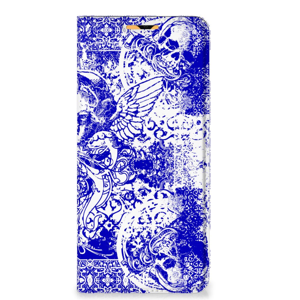 Mobiel BookCase OPPO A15 Angel Skull Blauw - B2C Telecom