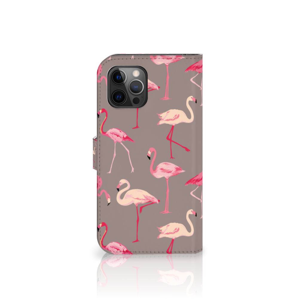 Apple iPhone 12 Pro Max Telefoonhoesje met Pasjes Flamingo