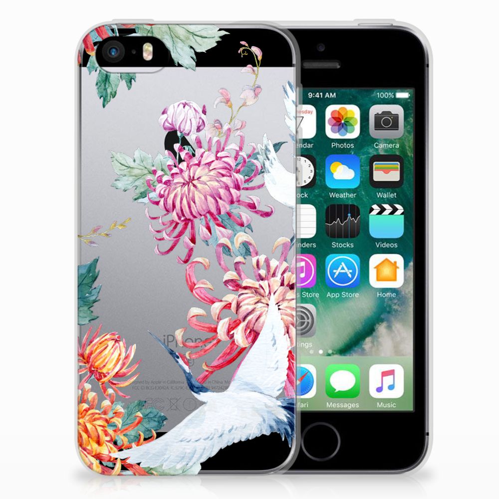 Apple iPhone SE | 5S TPU Hoesje Bird Flowers