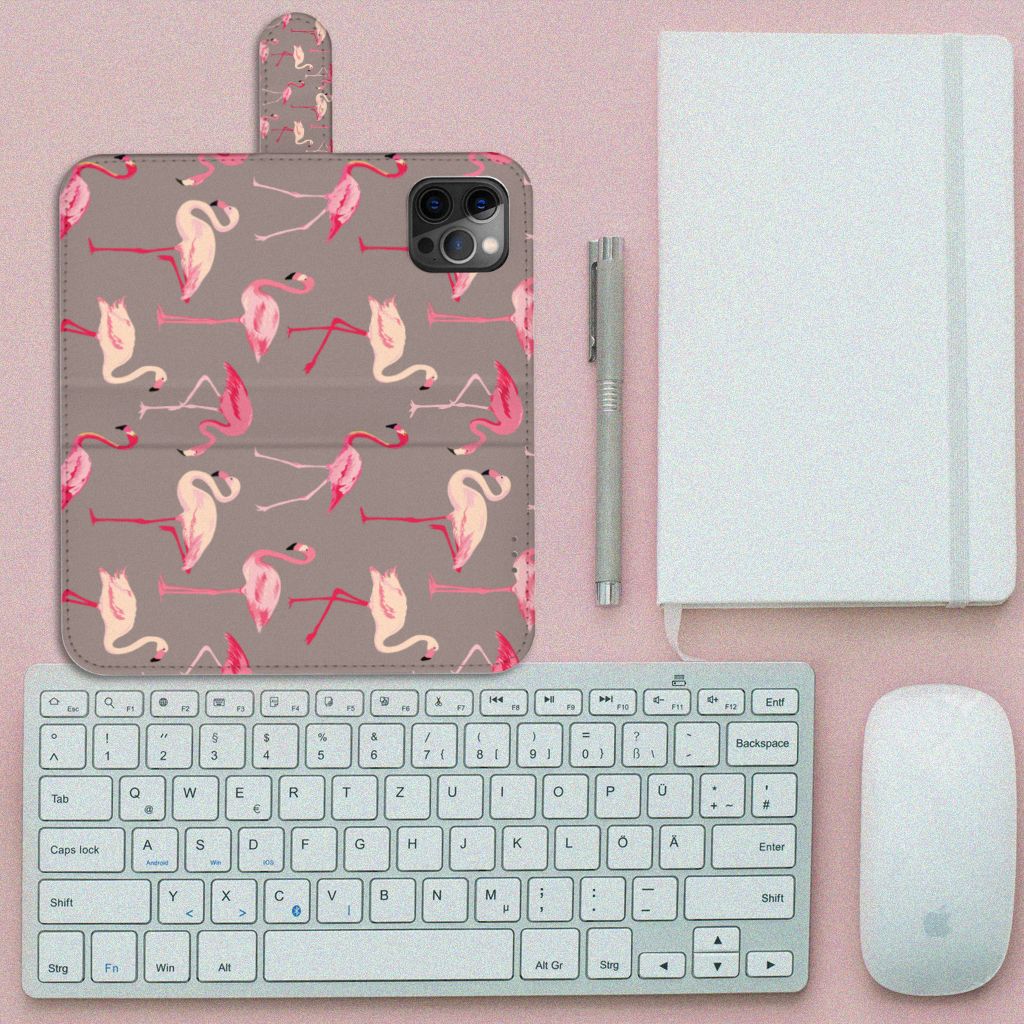 Apple iPhone 12 Pro Max Telefoonhoesje met Pasjes Flamingo