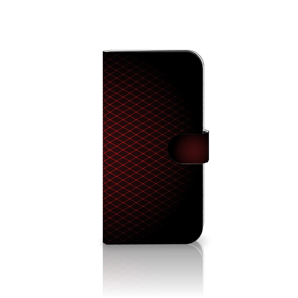 iPhone 15 Pro Max Telefoon Hoesje Geruit Rood met minimalistisch ontwerp en ruimte voor 3 pasjes