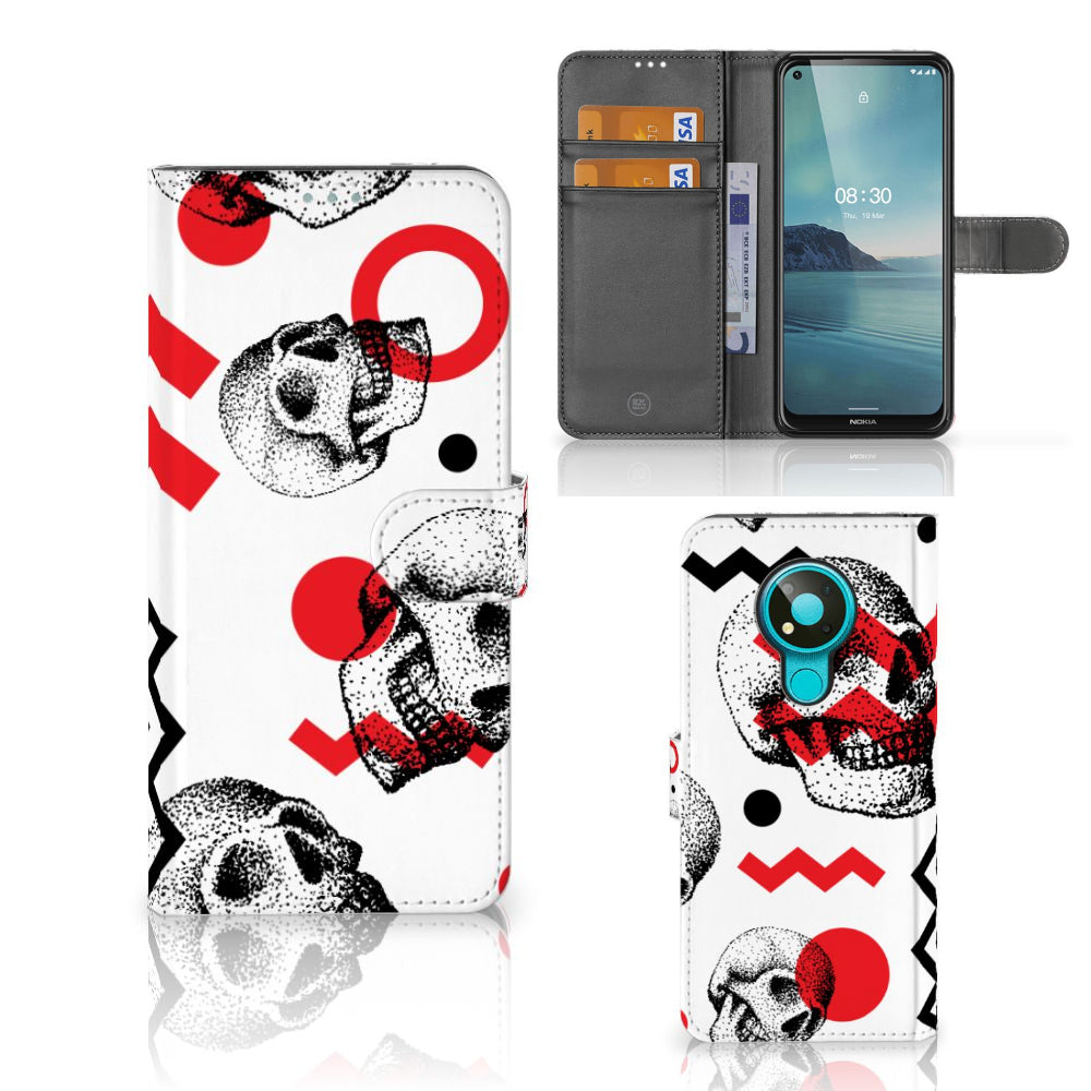 Telefoonhoesje met Naam Nokia 3.4 Skull Red