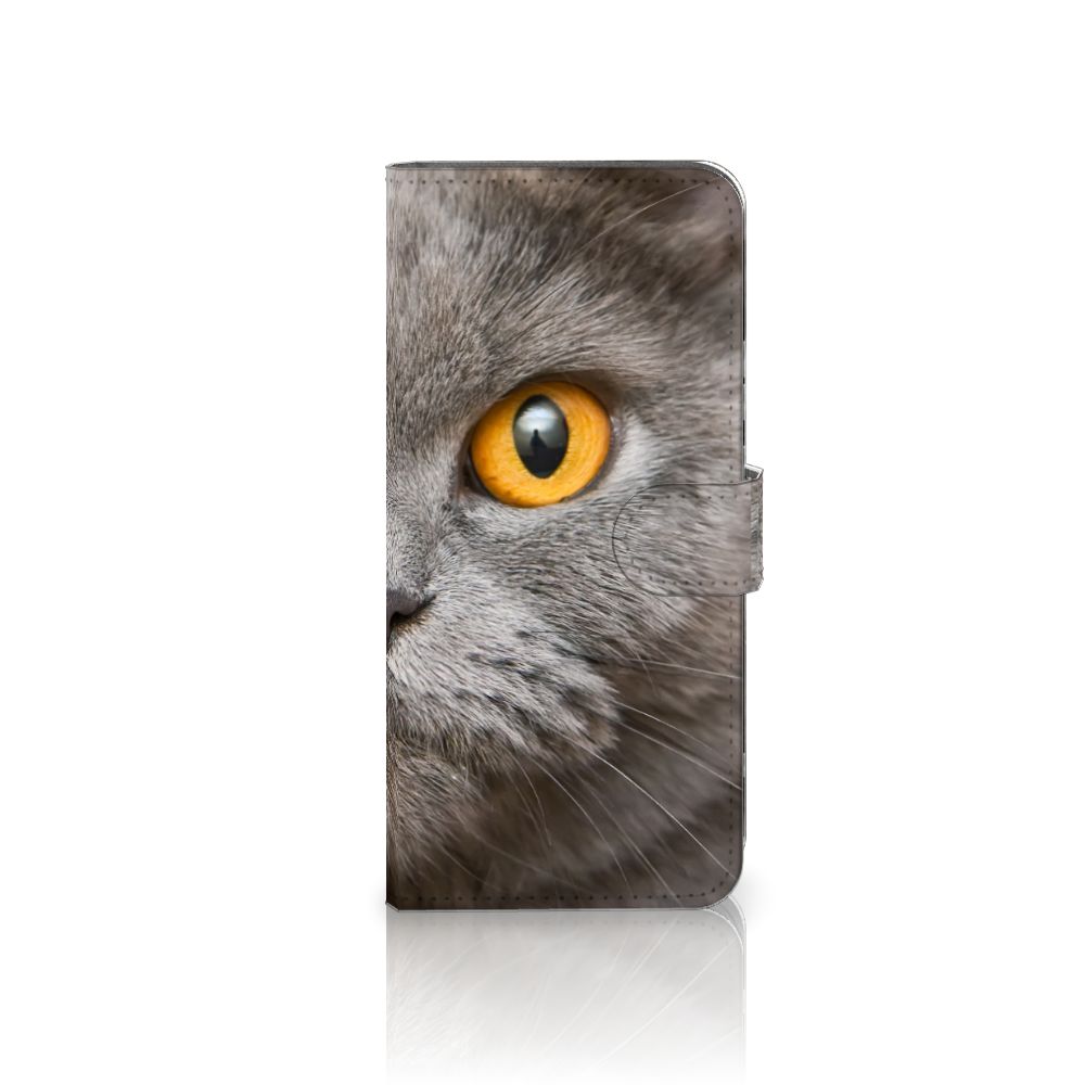 Telefoonhoesje met Pasjes Xiaomi Redmi 10C Britse Korthaar met indrukwekkende grijs kattenoog.