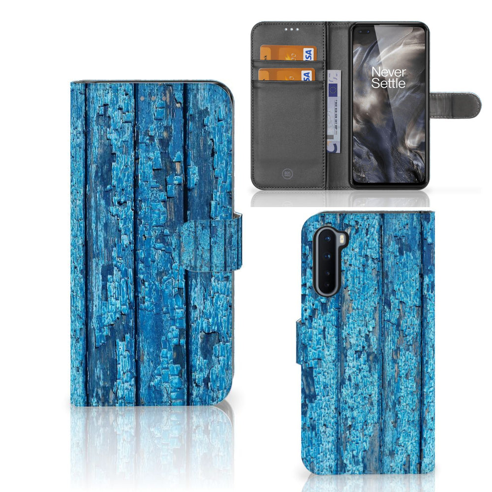 OnePlus Nord Book Style Case Wood Blue