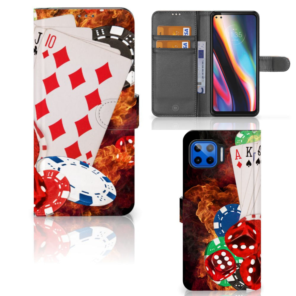 Motorola Moto G 5G Plus Wallet Case met Pasjes Casino