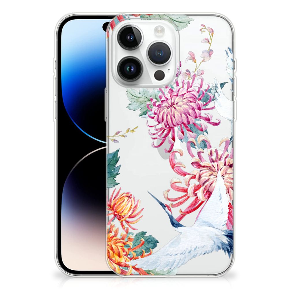 iPhone 14 Pro Max TPU Hoesje Bird Flowers