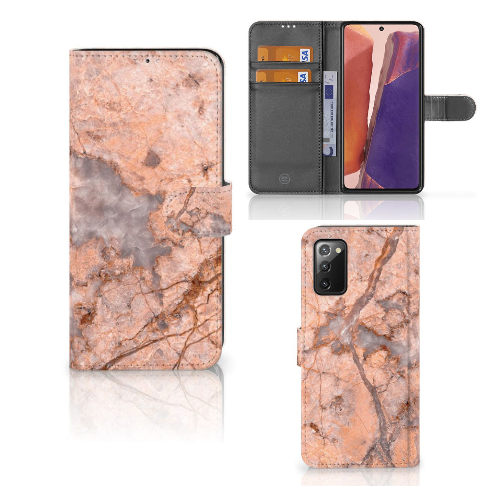 Samsung Galaxy Note 20 Bookcase Marmer Oranje