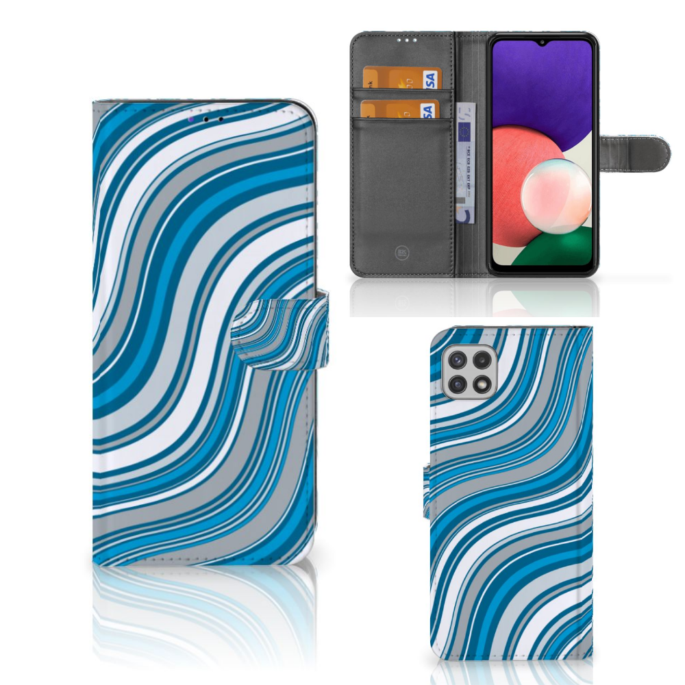 Samsung Galaxy A22 5G Telefoon Hoesje Waves Blue