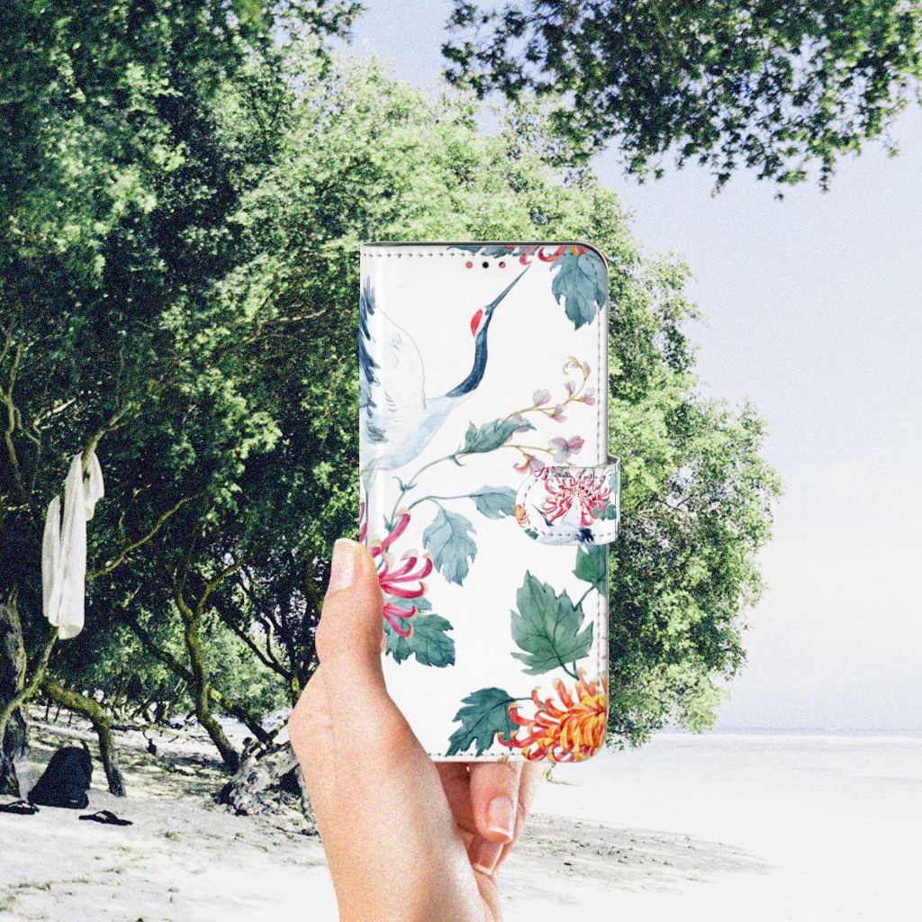 Samsung Galaxy A13 (4G) Telefoonhoesje met Pasjes Bird Flowers