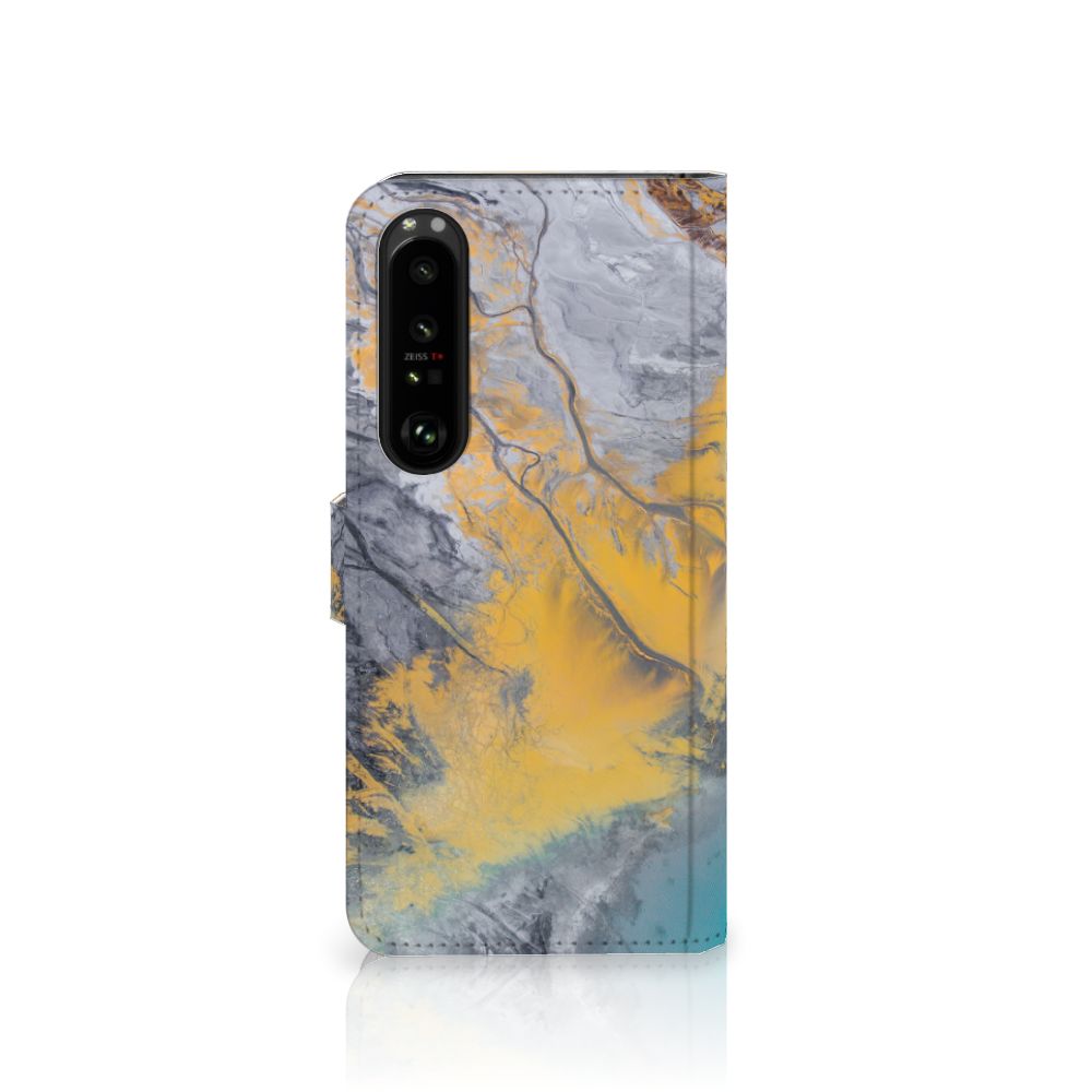 Sony Xperia 1 IV Bookcase Marble Blue Gold