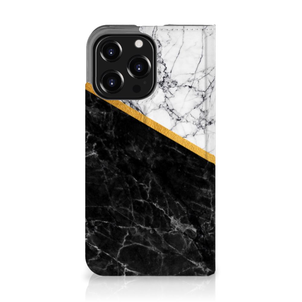 iPhone 13 Pro Standcase Marmer Wit Zwart - Origineel Cadeau Man - B2C Telecom
