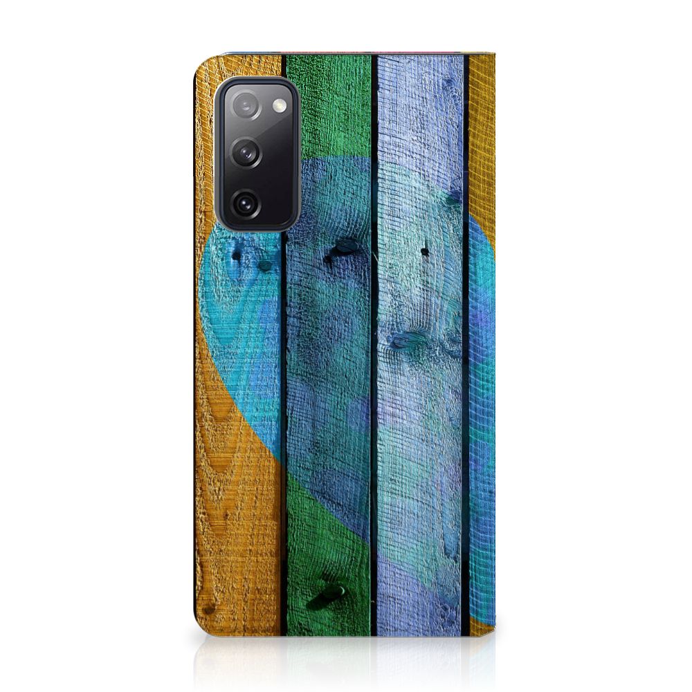 Samsung Galaxy S20 FE Book Wallet Case Wood Heart - Cadeau voor je Vriend - B2C Telecom