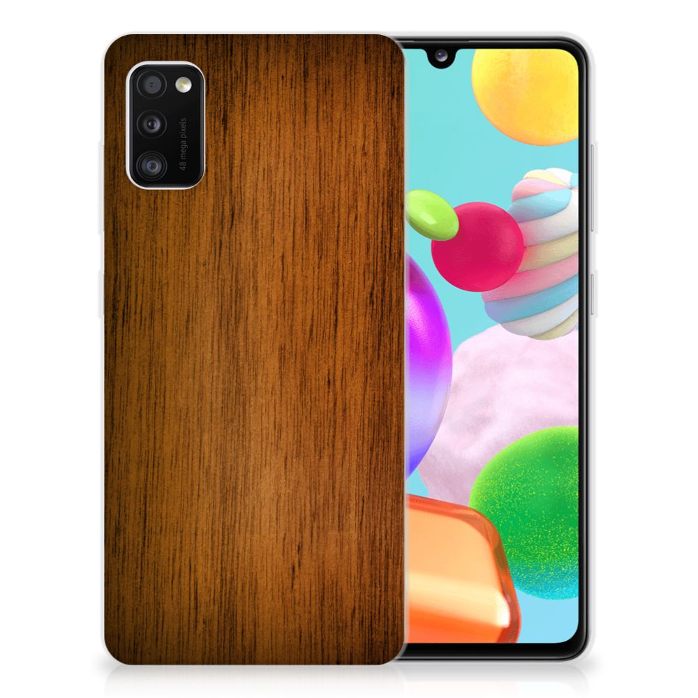 Samsung Galaxy A41 Bumper Hoesje Donker Hout