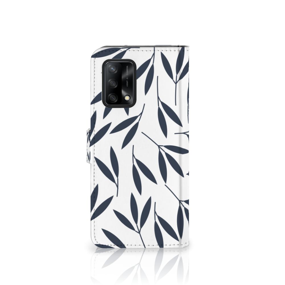 OPPO A74 4G Hoesje Leaves Blue