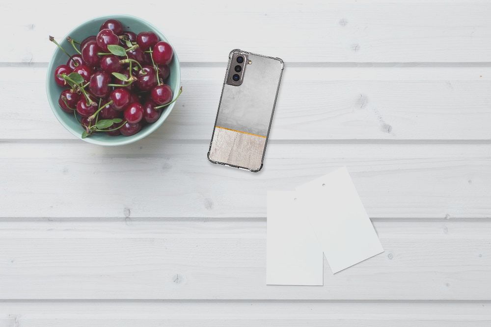 Samsung Galaxy S21 Stevig Telefoonhoesje Wood Concrete B2C Telecom