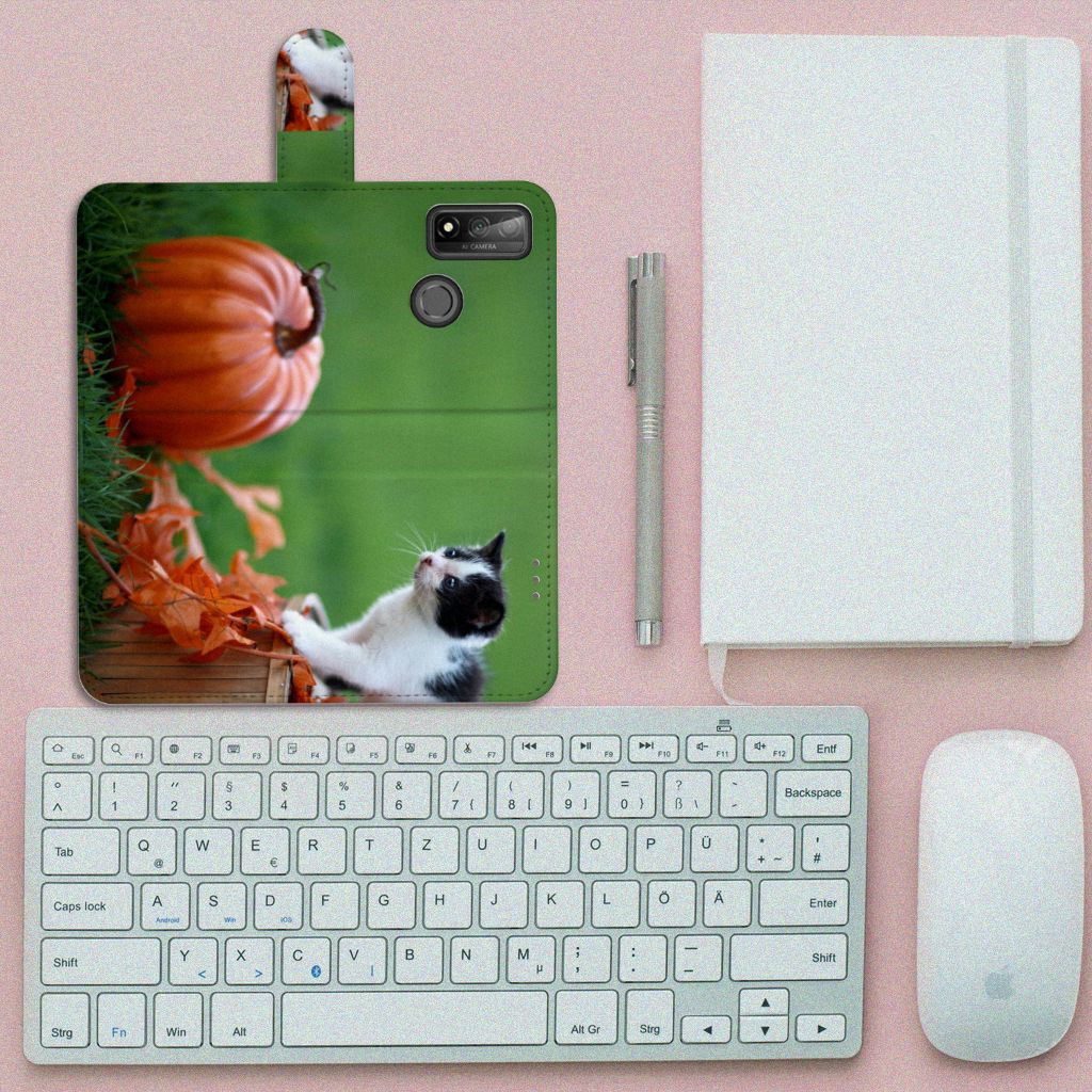 Huawei P Smart 2020 Telefoonhoesje met Pasjes Kitten