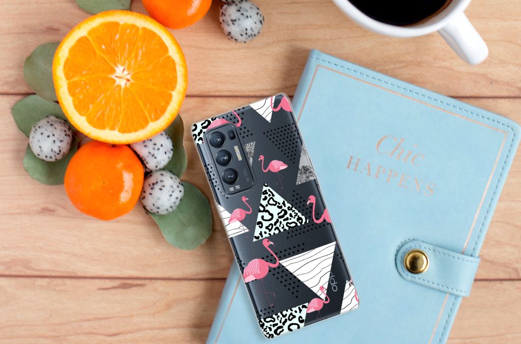 OPPO Find X3 Neo TPU Hoesje Flamingo Triangle B2C Telecom
