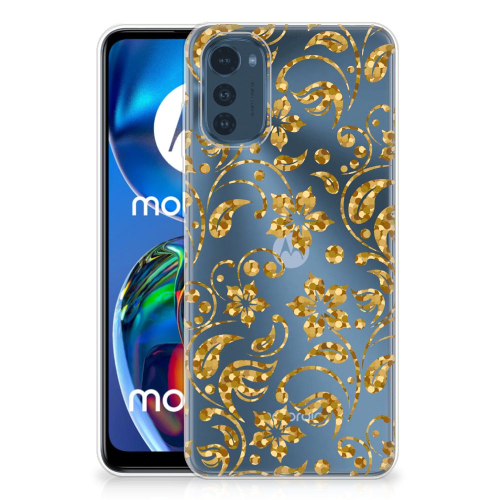 Motorola Moto E32/E32s TPU Case Gouden Bloemen