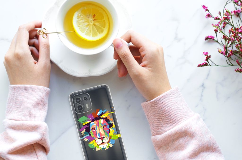 Motorola Edge 20 Lite Telefoonhoesje met Naam Lion Color B2C Telecom
