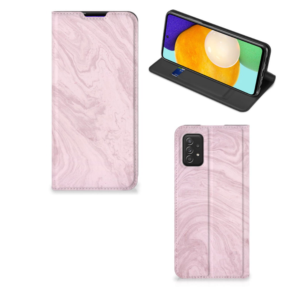 Samsung Galaxy A03s Standcase Marble Pink - Origineel Cadeau Vriendin