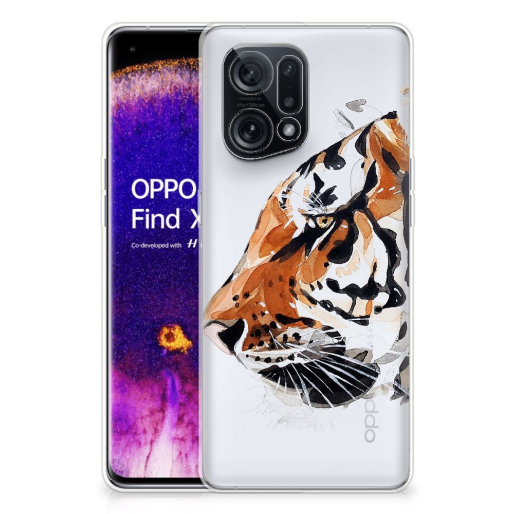 Hoesje maken OPPO Find X5 Watercolor Tiger B2C Telecom