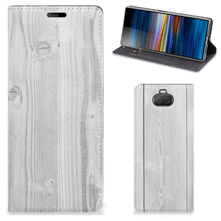 Sony Xperia 10 Book Wallet Case White Wood