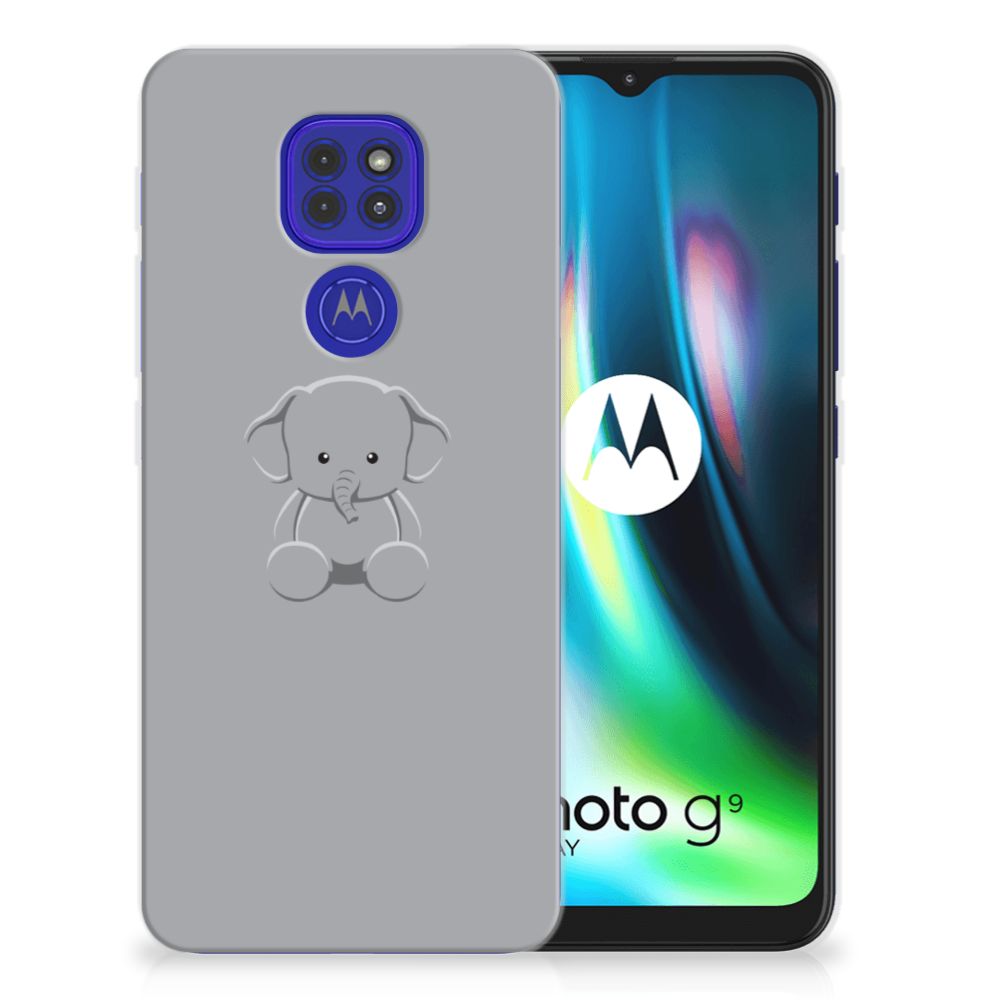 Motorola Moto G9 Play | E7 Plus Telefoonhoesje met Naam Grijs Baby Olifant B2C Telecom