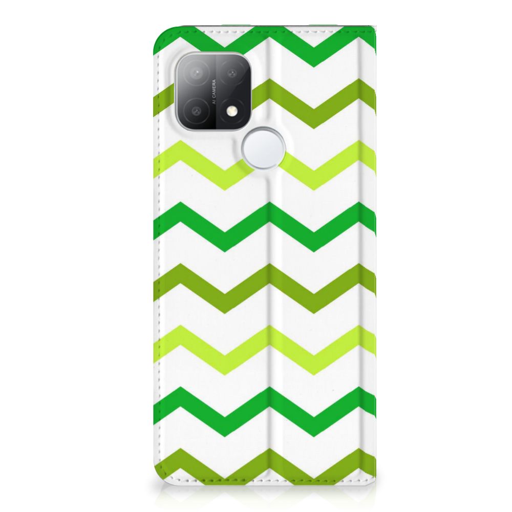 OPPO A15 Hoesje met Magneet Zigzag Groen - B2C Telecom