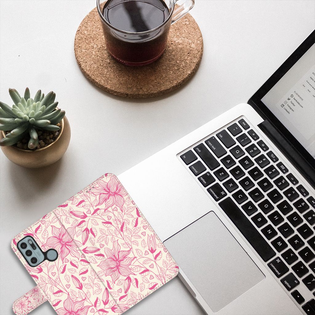 Motorola Moto G60s Hoesje Pink Flowers