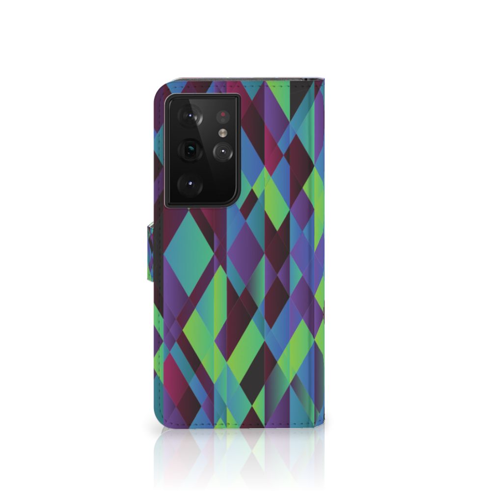 Samsung Galaxy S21 Ultra Book Case Abstract Green Blue