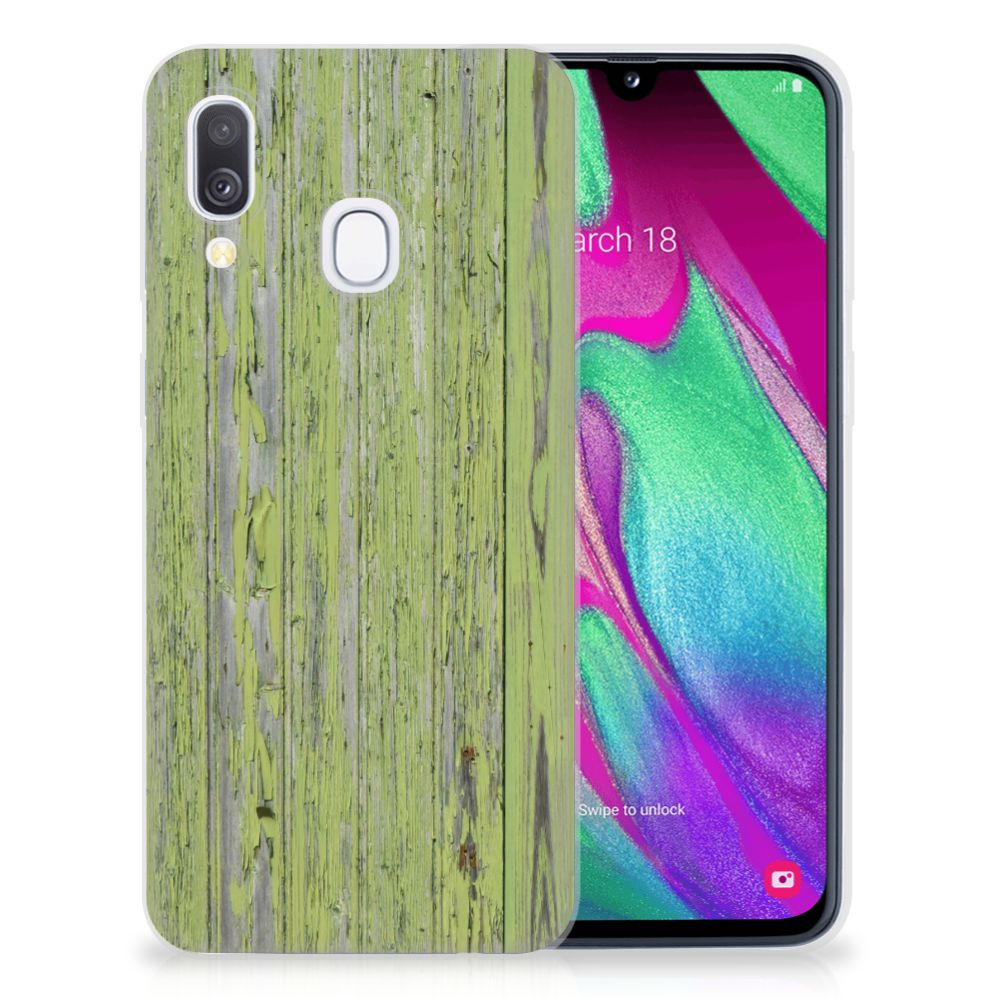 Samsung Galaxy A40 Bumper Hoesje Green Wood