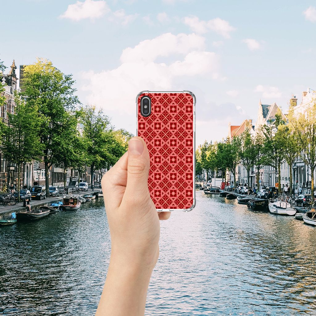 Apple iPhone X | Xs Doorzichtige Silicone Hoesje Batik Rood