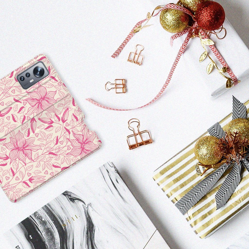 Xiaomi 12 | 12X Smart Cover Pink Flowers - B2C Telecom