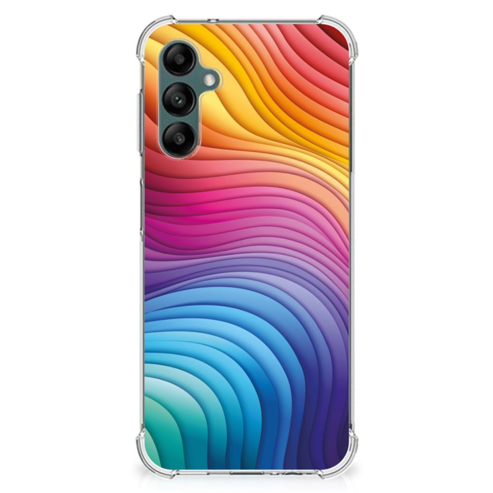 Shockproof Case voor Samsung Galaxy A14 5G/4G Regenboog met kleurrijk golfdesign